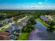 Picturesque aerial view of waterfront homes along a tranquil lake, surrounded by mature trees and blue skies at 3718 61St E Dr, Bradenton, FL 34203