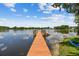 Wooden dock extending into a calm lake, providing a serene waterfront experience and a place to launch your kayak at 3919 Fan Palm Ct, Land O Lakes, FL 34638