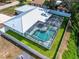Bird's eye view of the property showing the metal roof and screened-in pool at 4425 Parnell Dr, Sarasota, FL 34232