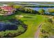 Scenic view of a golf course featuring a sand trap and lush green grass at 661 Foggy Morn Ln, Bradenton, FL 34212