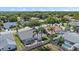 Aerial view showcasing a home with a screened-in pool, nestled in a peaceful, tree-filled neighborhood at 7984 Glenbrooke Ln, Sarasota, FL 34243