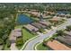 Aerial view of houses next to a pond surrounded by lush trees in a great neighborhood at 8191 Gabanna Dr, Sarasota, FL 34231