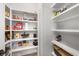 Organized pantry with ample shelving for storage at 2408 Ezzell Ct, Sarasota, FL 34237