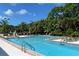 Large community swimming pool surrounded by chairs and lush landscaping at 33 Bishops Court Rd # 118, Osprey, FL 34229
