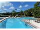 Outdoor pool with inviting lounge chairs set against a backdrop of palm trees and lush greenery, creating a tranquil retreat at 33 Bishops Court Rd # 118, Osprey, FL 34229