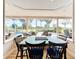 Dining area features a table set for six in front of sliding glass doors showcasing the pool and landscaping at 3362 Charles Macdonald Dr, Sarasota, FL 34240