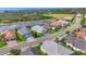 Beautiful aerial view of houses with well-manicured lawns and a serene pond in a green neighborhood at 523 Wildlife Gln, Bradenton, FL 34209