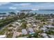 An aerial view shows the property near Coquina Beach and Longboat Pass at 580 Russell St, Longboat Key, FL 34228