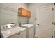 Bright laundry room features a washer, dryer, and ample storage space at 7311 64Th St E, Palmetto, FL 34221