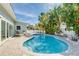 Inviting backyard features a private pool, lounge chairs, and beautiful landscaping at 112 Palm Ave, Anna Maria, FL 34216