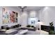 The living room features an accent wall, fireplace, and modern art at 1384 Harbor Dr, Sarasota, FL 34239
