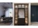 This home features a wine bar with storage, wine glass rack, and marble countertop at 1384 Harbor Dr, Sarasota, FL 34239