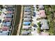 Aerial view of neighborhood with single Gathering homes and a waterfront view at 2330 28Th E Ave, Palmetto, FL 34221