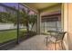 Relaxing screened lanai with comfortable seating overlooks a well-maintained lawn and tropical landscaping at 2745 62Nd E Ave, Ellenton, FL 34222