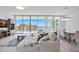 Well-lit living room showcasing an open layout, stylish furniture, and breathtaking views from large windows at 301 Quay Commons Dr # 1711, Sarasota, FL 34236
