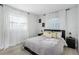 Neutral primary bedroom features modern decor with white sheer curtains, lamps, and soft bedding at 3303 32Nd W St, Bradenton, FL 34205