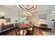 Charming condo dining room with hardwood floors, elegant lighting, and a view of the kitchen at 420 Golden Gate Pt # 200A, Sarasota, FL 34236