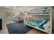 Spacious bunk bedroom with two sets of bunk beds and a vibrant blue rug at 7202 18Th Nw Ave, Bradenton, FL 34209