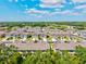 A scenic aerial view showcases the residential community with tree lined streets and a pond at 7844 52Nd E Ter, Bradenton, FL 34203