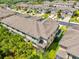 Aerial view of attached homes showing the backyard and patio space at 7844 52Nd E Ter, Bradenton, FL 34203
