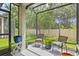 Screened patio with outdoor seating and a view of the landscaped backyard at 7844 52Nd E Ter, Bradenton, FL 34203