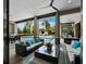 Covered patio with comfortable seating overlooking the pool and lush backyard at 8316 Portlight Ct, Lakewood Ranch, FL 34202
