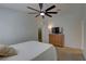 Comfortable main bedroom featuring a ceiling fan and ample space for relaxation and rest at 904 Winter Garden Dr, Sarasota, FL 34243