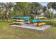 Community kayak storage area with multiple kayaks ready for residents to enjoy the water at 1017 Fernleaf Run, Bradenton, FL 34212