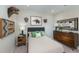 A beautifully decorated bedroom with dinosaur wall art, a dresser, and coordinated furnishings at 13634 Tropical Breeze Way, Hudson, FL 34669