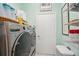 Functional laundry room equipped with modern appliances, providing ample space for laundry tasks and storage solutions at 1831 San Silvestro Dr, Venice, FL 34285