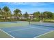 Community tennis and pickle ball courts with palm trees on a beautiful sunny day at 1860 Pleasant Maple Ct, Bradenton, FL 34211