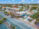 Aerial view of a vibrant beach town with colorful buildings, lush greenery, and a busy street scene, evoking a sense of community at 302 And 304 Canal Rd, Sarasota, FL 34242