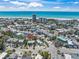 Breathtaking aerial view of the town and beachfront, showcasing nearby turquoise waters and sunny skies at 302 And 304 Canal Rd, Sarasota, FL 34242