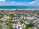 Stunning aerial view showcasing the coastal neighborhood and the picturesque oceanfront at 340 Avenida De Mayo, Sarasota, FL 34242