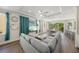 Bright living room with a large gray sectional sofa, a TV, and expansive windows at 340 Avenida De Mayo, Sarasota, FL 34242