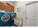 Spacious laundry room with modern washer and dryer, utility sink, and storage at 385 165Th Ne Ct, Bradenton, FL 34212