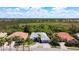 Aerial shot showcasing well-manicured lawns and tile roofs with a beautiful green space behind the homes at 4239 Corso Venetia Blvd, Venice, FL 34293