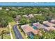 Aerial view of a community featuring homes with screened pools and lush green landscaping at 3919 Glen Oaks Manor Dr, Sarasota, FL 34232