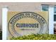 Close up of the community clubhouse sign: Bayshore on the Lake at 4189 Heron Way # 406E, Bradenton, FL 34205