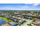 Aerial view showcasing a residential neighborhood with a pond and mature tree coverage at 4718 Arbor Gate Dr, Bradenton, FL 34203