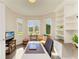 Bright home office with custom built-ins and 3 large windows that let in an abundance of natural light at 5035 Tobermory Way, Bradenton, FL 34211