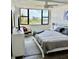 Bright bedroom with a large window offering stunning views of the city and ocean at 5855 Midnight Pass Rd # 621, Sarasota, FL 34242