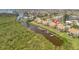 Scenic aerial view showcases waterfront homes, private docks, serene canals, and the surrounding lush landscape at 8710 54Th W Ave # 8710, Bradenton, FL 34210