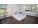 Cozy bedroom with a bay window, comfortable bed, and stylish accents at 1021 Estremadura Dr, Bradenton, FL 34209