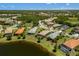 Scenic aerial view of homes with lush landscaping and private pools in a lakeside community at 12116 Stuart Dr, Venice, FL 34293