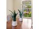 Dining table with plants and a view of a landscaped front yard at 12116 Stuart Dr, Venice, FL 34293