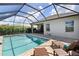 Inviting outdoor space featuring a pool, lounge chairs, and a dining area, offering a perfect blend of relaxation and entertainment at 12116 Stuart Dr, Venice, FL 34293