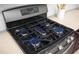 Close up of a four burner gas stove with digital temperature controls at 12116 Stuart Dr, Venice, FL 34293