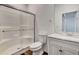 Bathroom features a glass enclosed shower, a sleek vanity, and modern fixtures at 217 22Nd Street Ne Ct, Bradenton, FL 34208