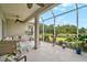 Relaxing screened patio with comfortable seating and scenic views of the lake and greenery at 4103 61St E Ave, Bradenton, FL 34203